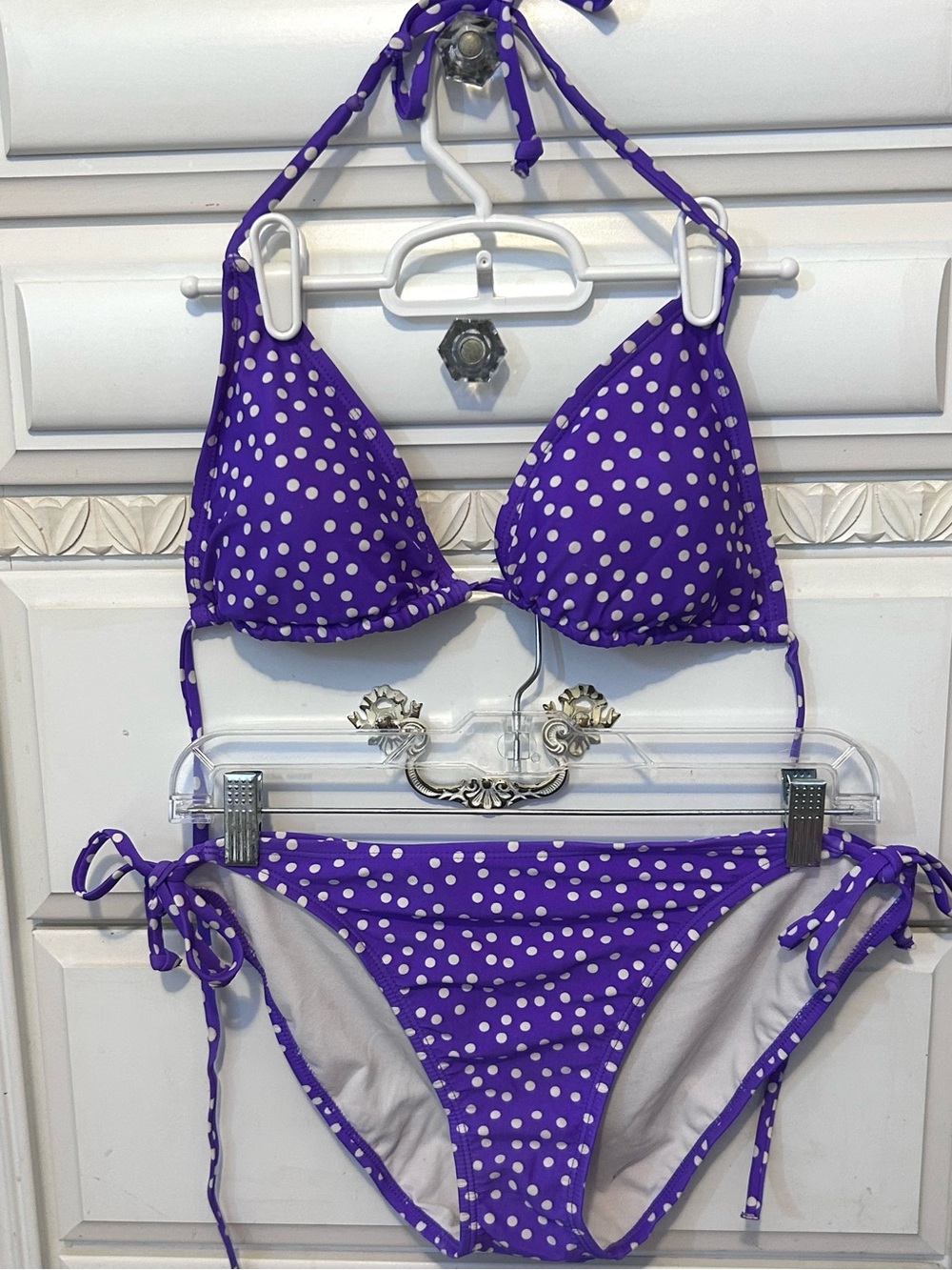 Vintage Purple Polka Dot String Bikini Set